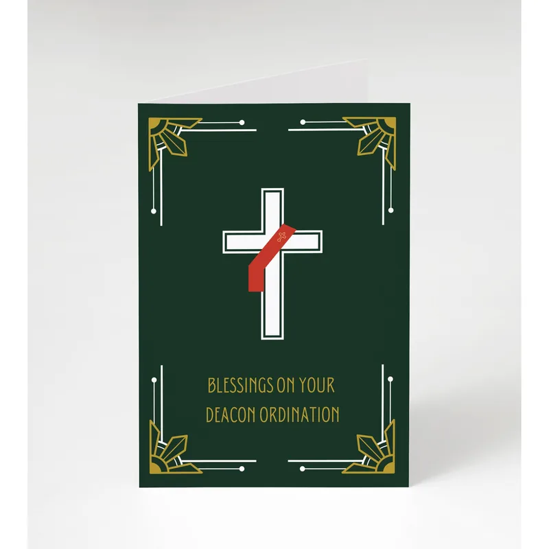 Card White Cross Congratulations Card honors a deacon