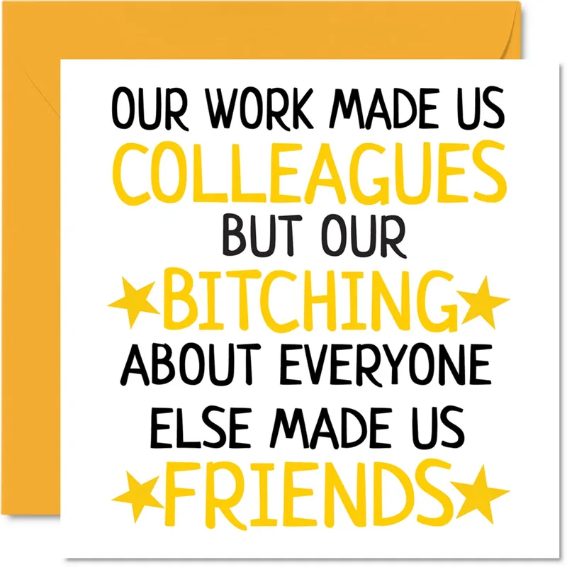 Yellow Bold Card Coworker Card: A Sentiment for Office Friends