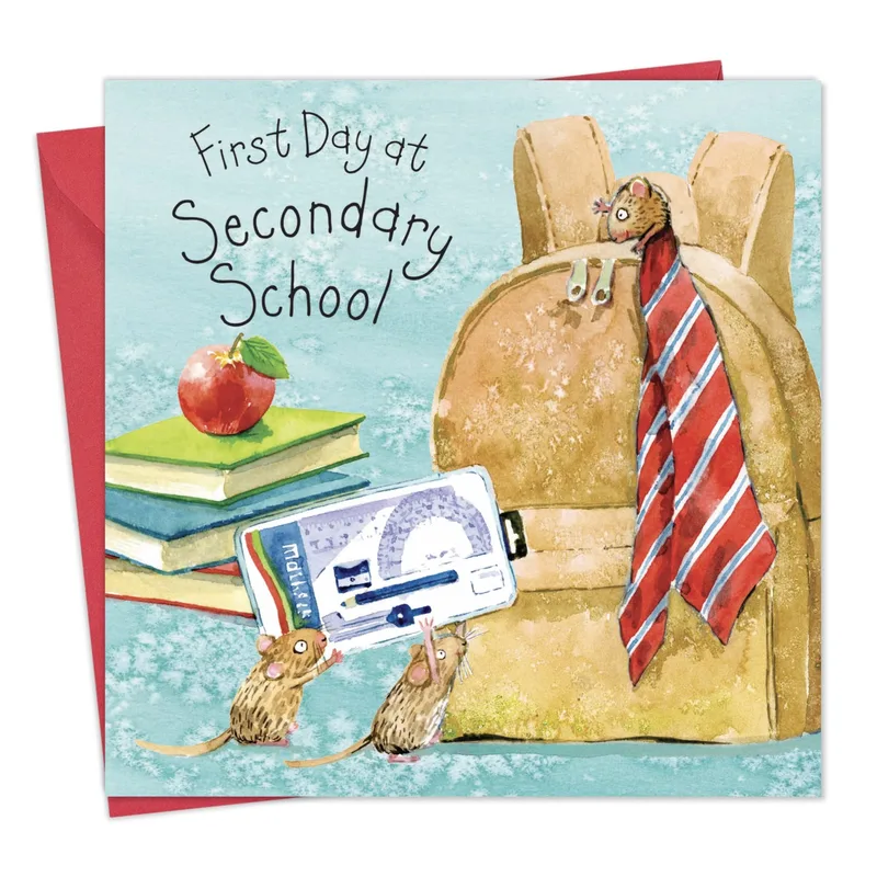 Backpack Books Tie Good Luck Card for New Students
