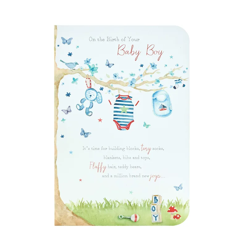 Butterflies Baby Clothes New Baby Card Celebrating a New Boy