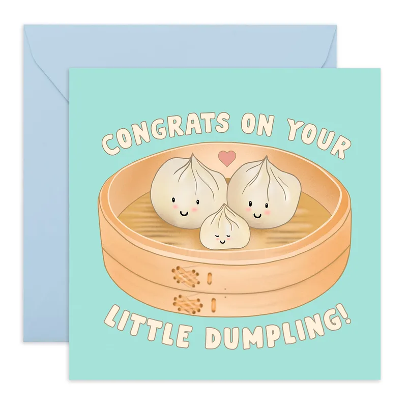Steamer Basket Dumplings New Baby Card Congrats