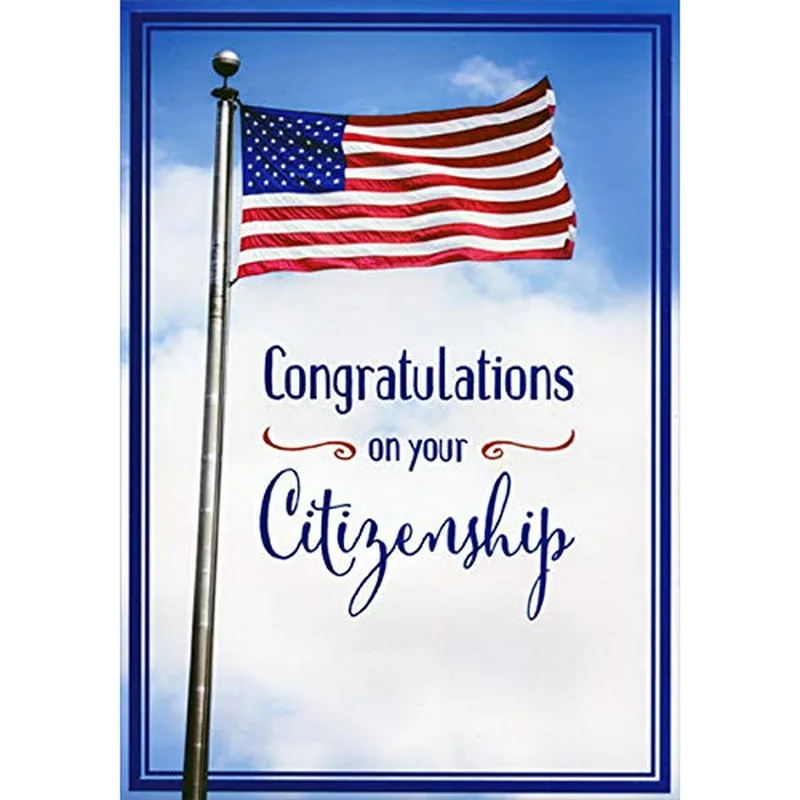 American Flag Pole Congratulations Card for New Citizens