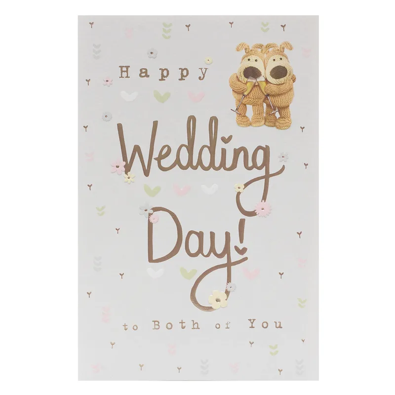 Bears Hugging Grey Wedding Card for Knitted Dog Couples