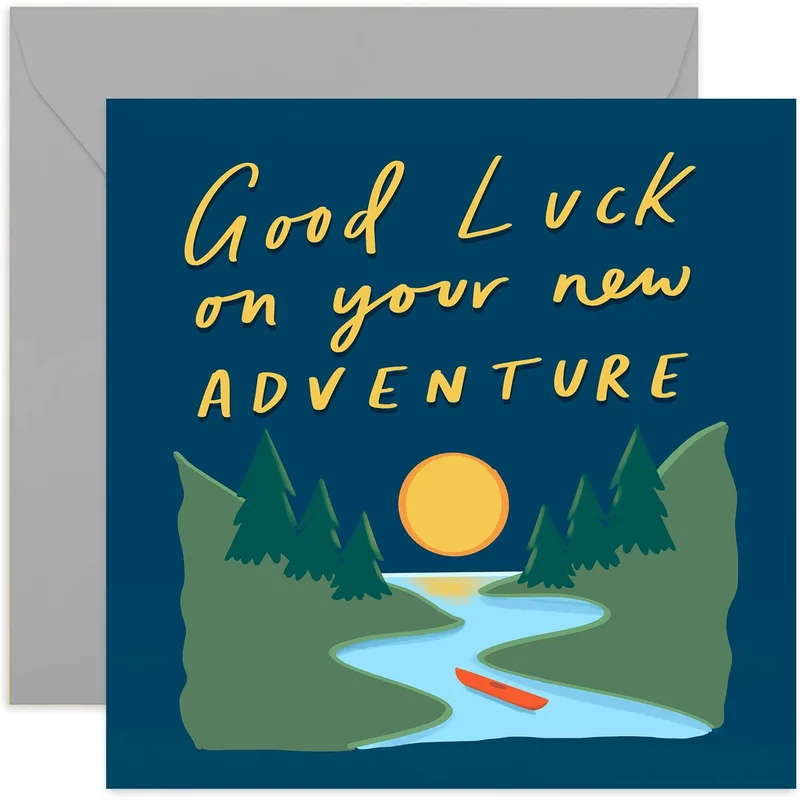 Mountains River Sun Good Luck Card for New Jobs and Moves