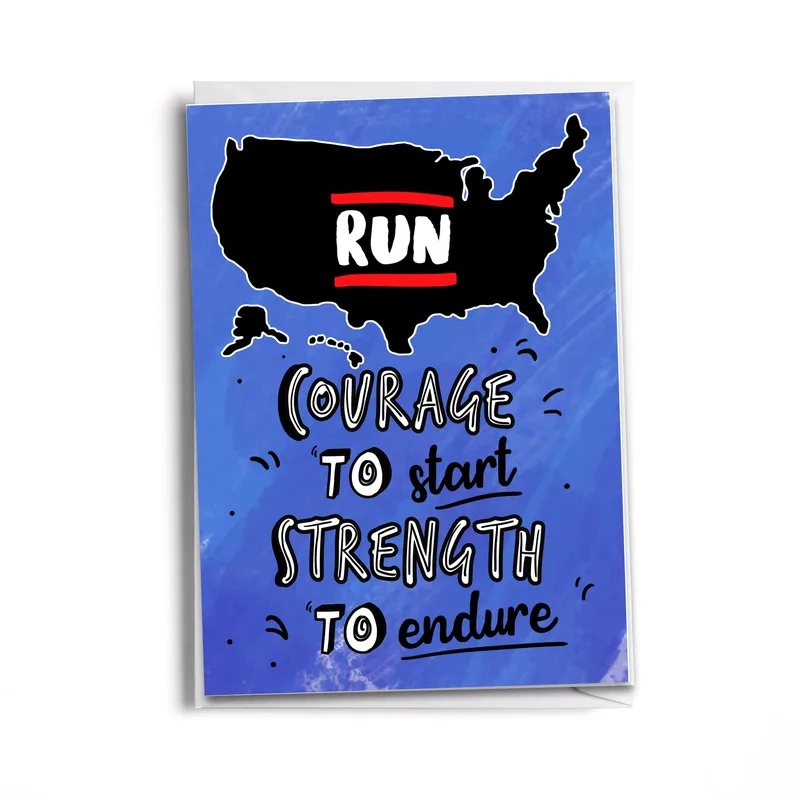 USA Map Run Encouragement Card for Finishers