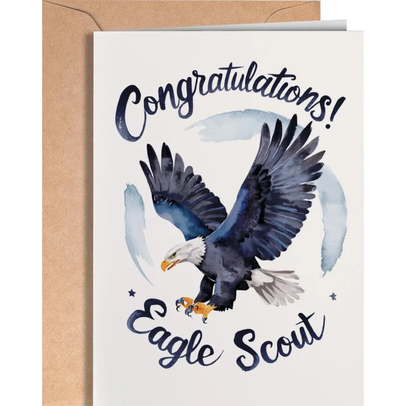 Flying Blue Splash Congratulations Card for Eagle Scout Achievements