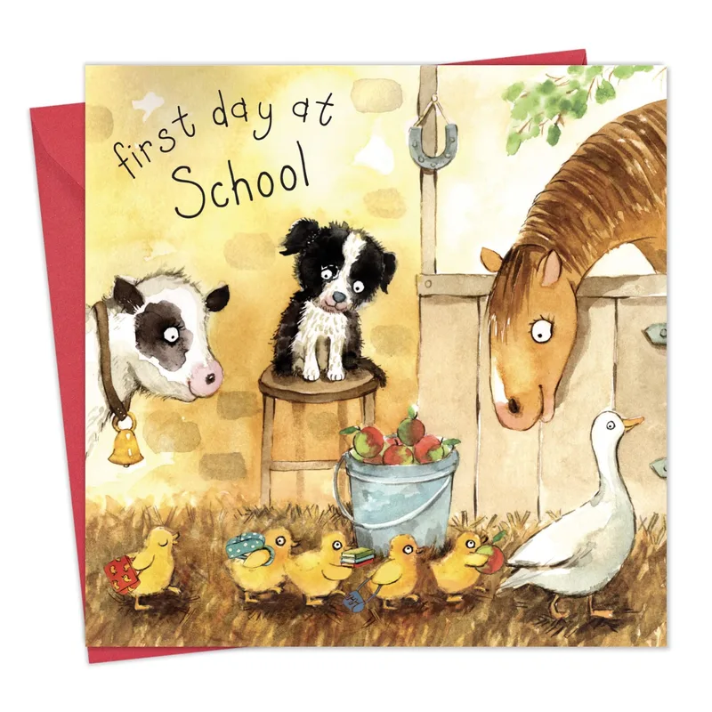 Farm Animals Ducklings Good Luck Card for First Day of School