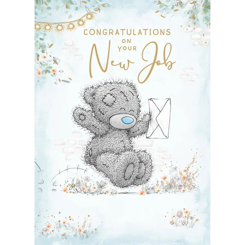 Bear Holding Letter New Job Card