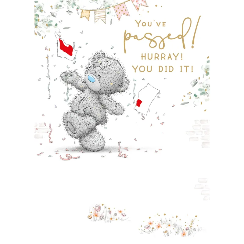 Bear Celebrating Pass Congratulations Card for New Drivers