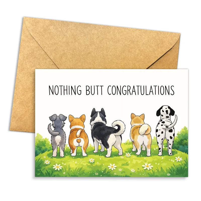 Dogs Rear View Congratulations Card for Funny Graduates