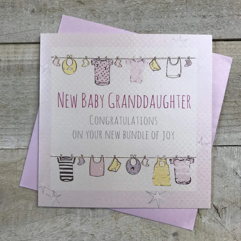 Baby Clothes on Line Card: New Baby Granddaughter Congratulations