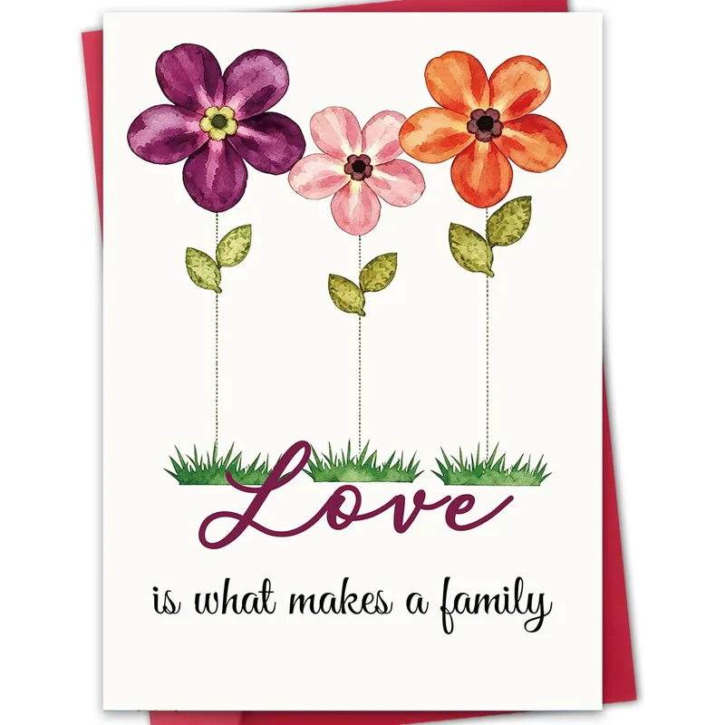 Three Flowers Stems Love Card Celebrates Adoptive Families