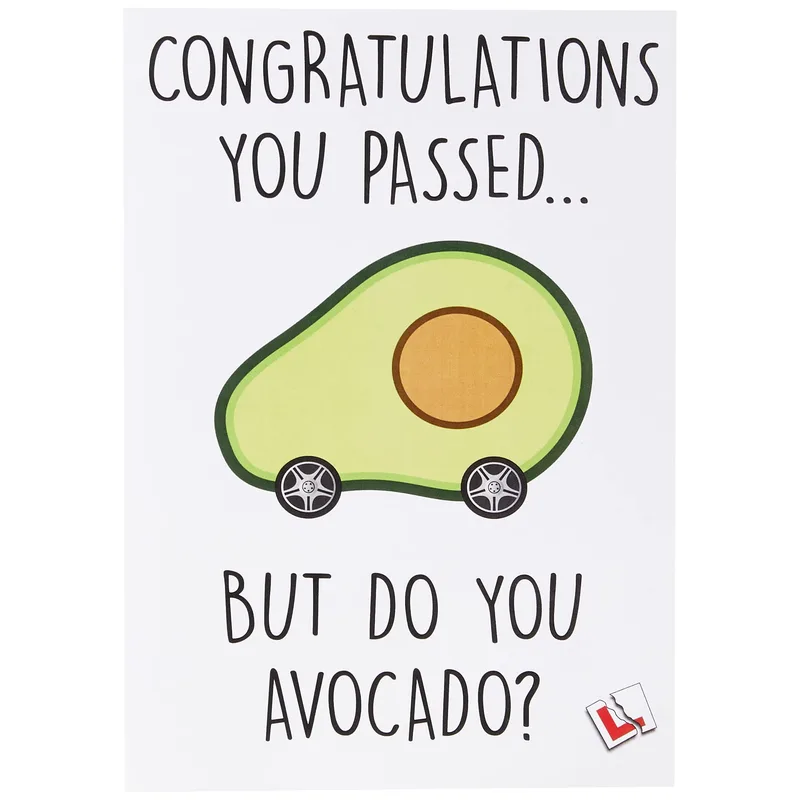 Avocado Car Driving Test Card Celebrates Passing