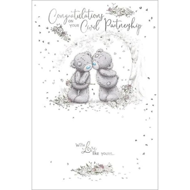 Teddy Bears Kissing Wedding Card Celebrating Civil Partnerships