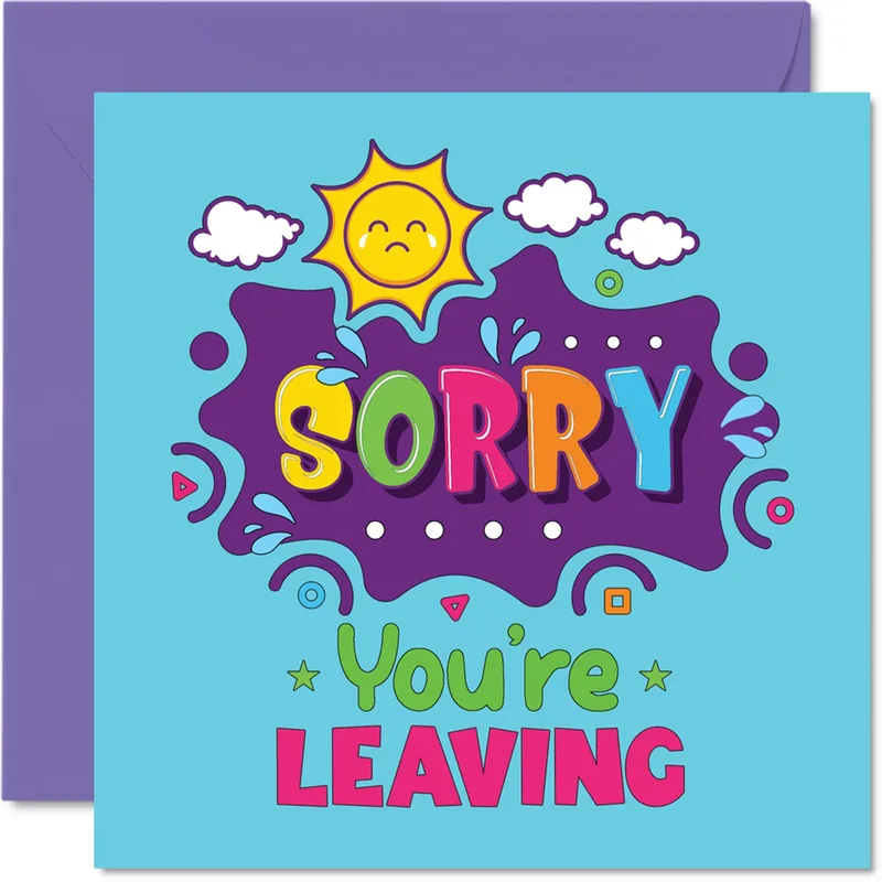 Bubble Lettering Blue Farewell Card for a Sad Sun Departure