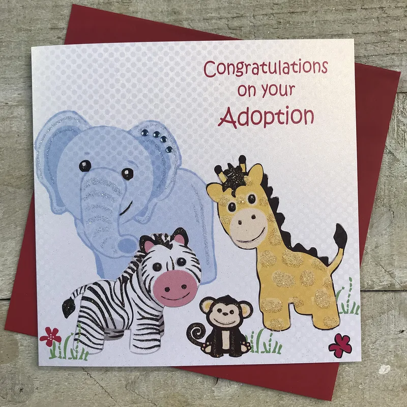 Safari Animals Pastel Card for New Adoptive Parents
