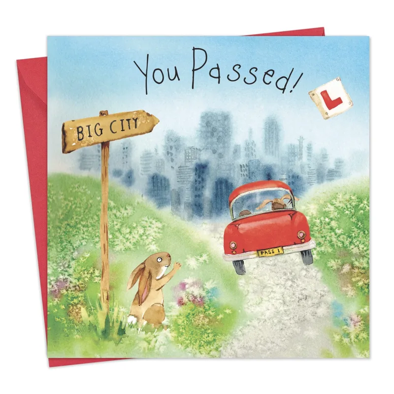 Car Country Road Congratulations Card for Driving Test Success
