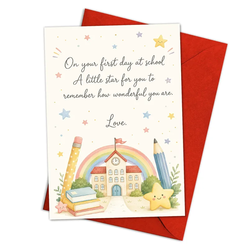 Rainbow School Encouragement Card for First Day Star