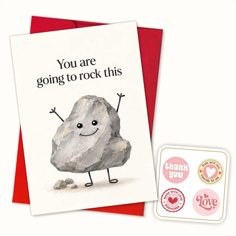 Stone Character Encouragement Card for New Job Success