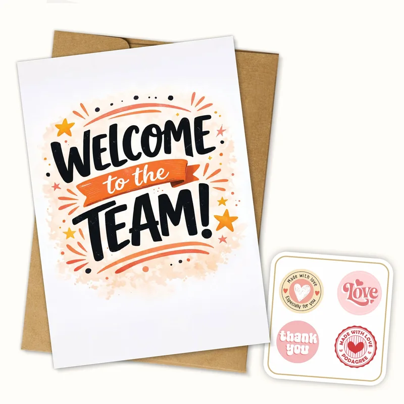 Bold Lettering Cheerful New Job Card Welcome to the Team Design