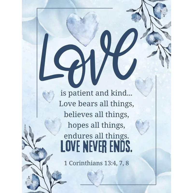 Floral Scripture Card Love Card featuring 1 Corinthians 13