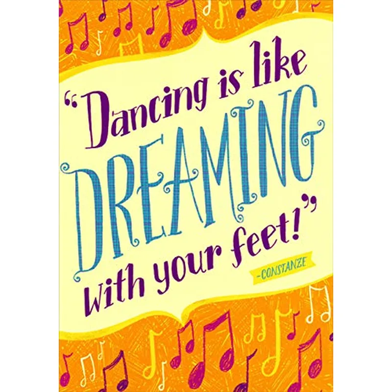 Yellow Musical Notes Bold Card: Dancing Like Dreaming