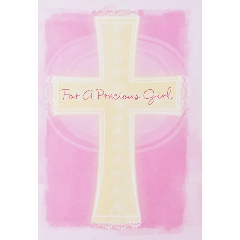 Pink Watercolor Gold Cross Card: A Sentimental Christening Greeting