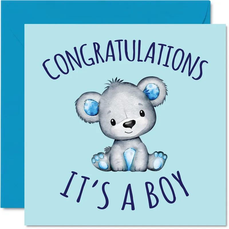 Koala Blue New Baby Card Celebrates a New Little Boy