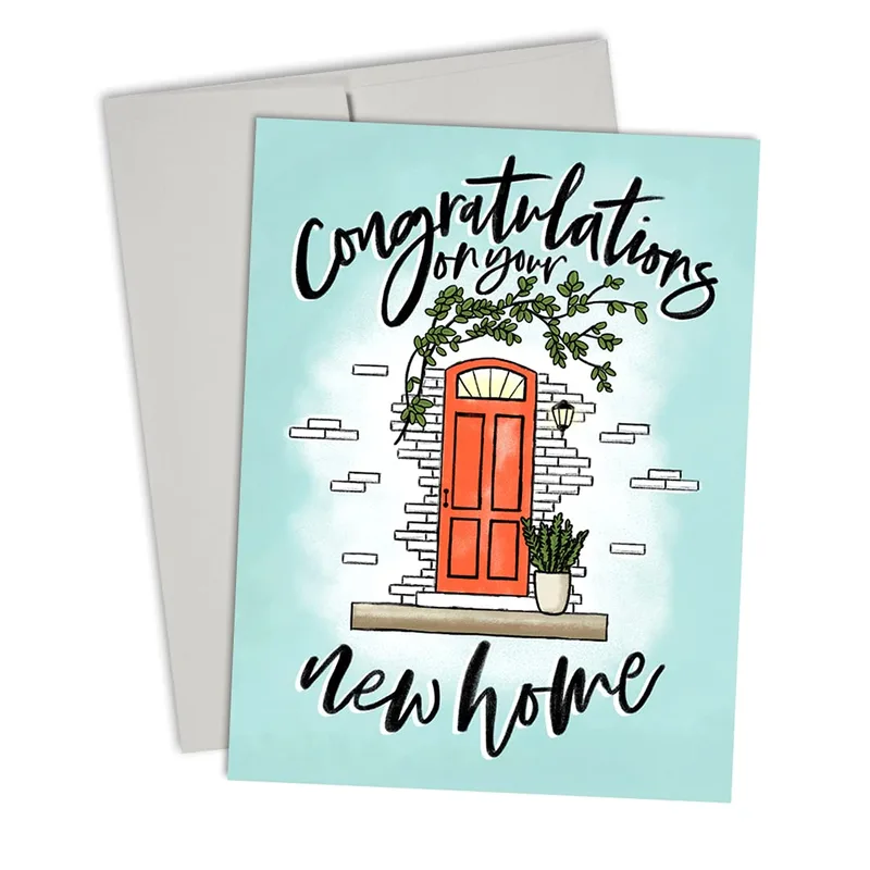 Door Brick House New Home Card Celebrates a Fresh Start with Art