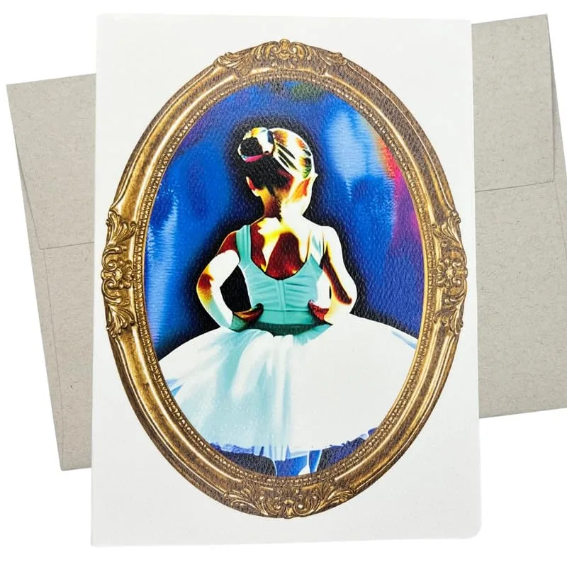 Ballerina Gold Oval Frame Card: A Gilded Tribute to Dance