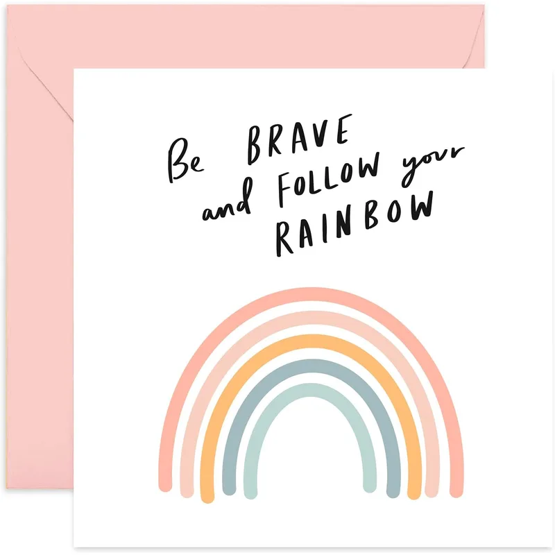Pastel Rainbow Handwritten Encouragement Card for New Jobs and Exams