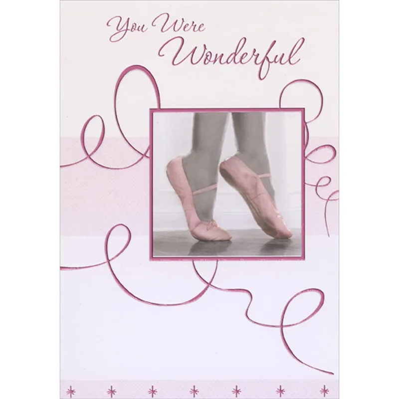 Pink Ballet Shoes Ribbons Card Celebrating a Dancer's Performance