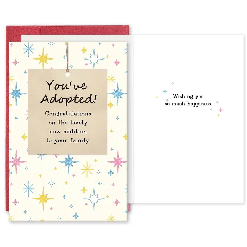 Gold Stars Cream Card Celebrating Adoption with Starry Greetings