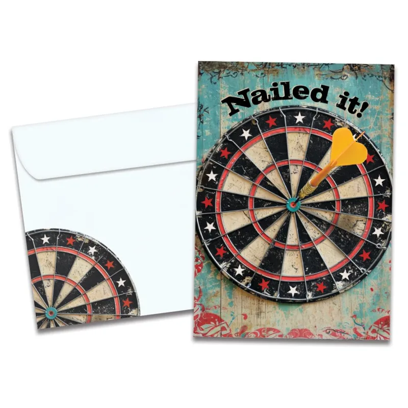 Dartboard Bullseye Rustic Congratulations Card Nailed It Design