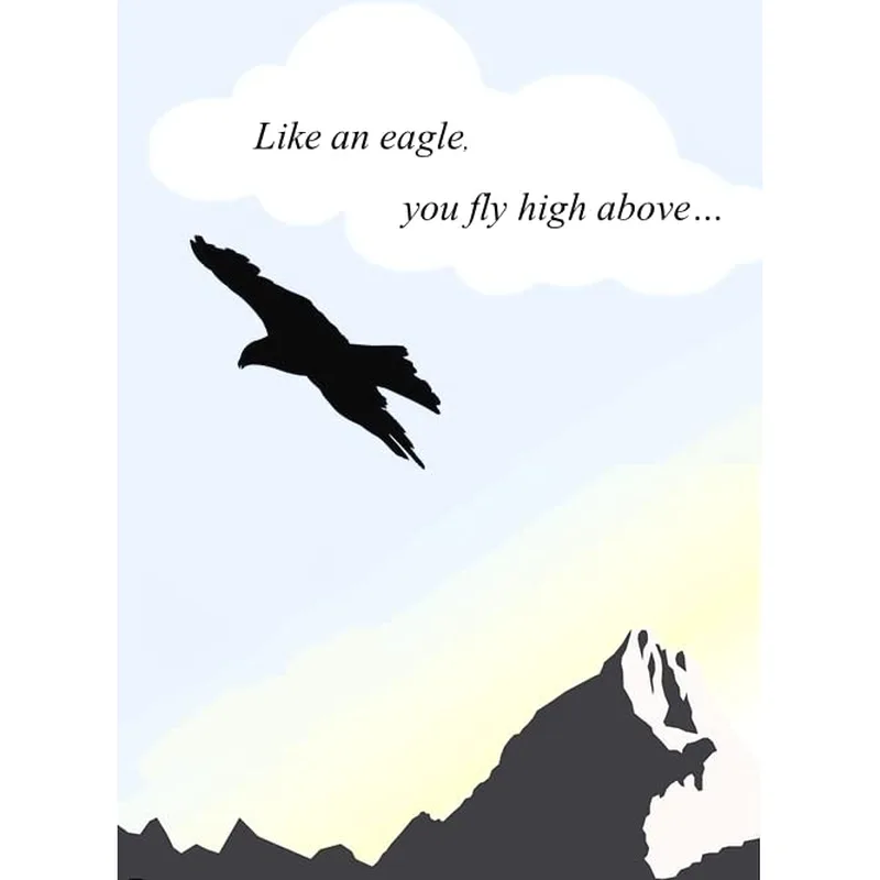 Eagle Blue Sky Encouragement Card featuring a soaring bird silhouette