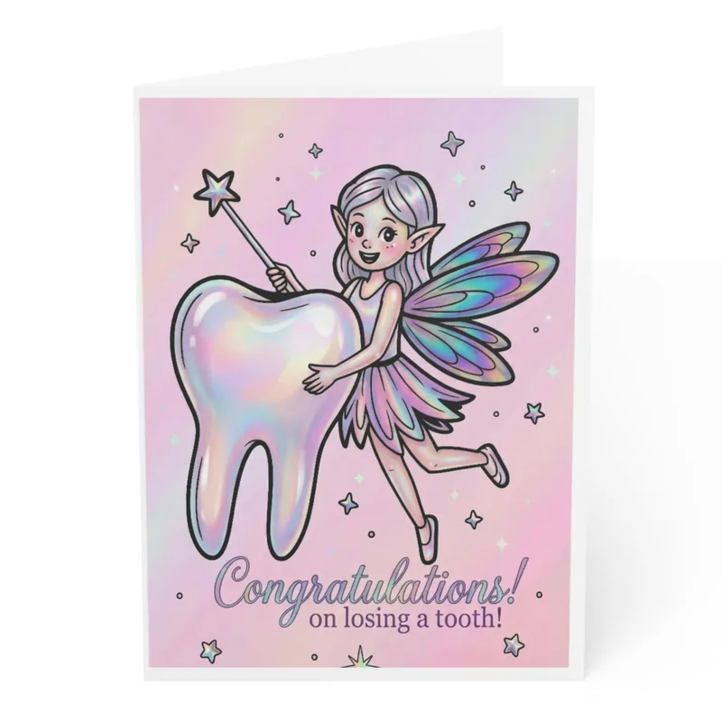 Fairy Holding Tooth Congratulations Card for Little Milestones