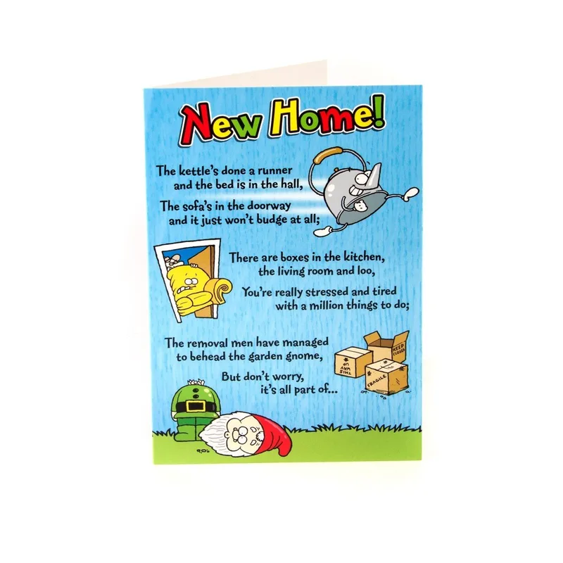 Moving Day Scene New Home Card for Chaotic House Movers