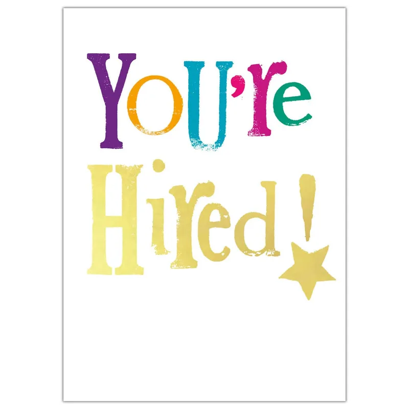 Colorful Hand Lettering New Job Card Celebrates Your Hire