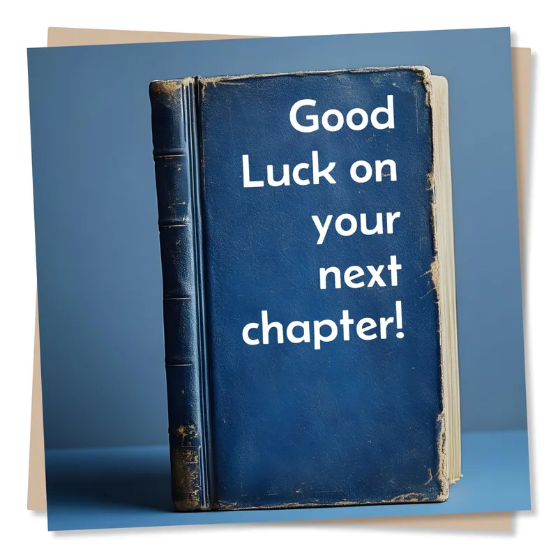 Blue Book Cover Good Luck Card for New Job or Retirement
