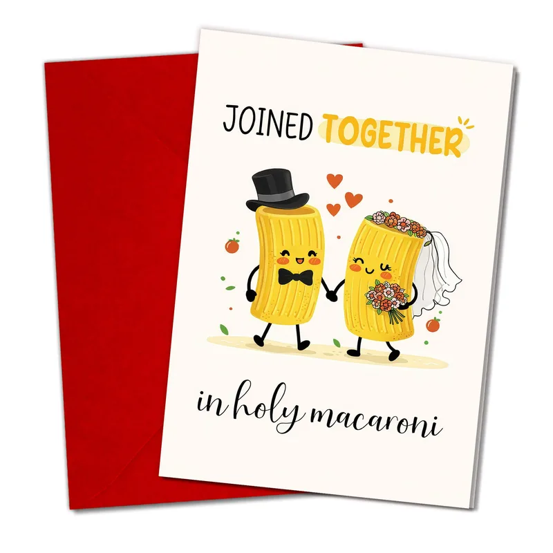 Pasta Couple Tuxedo Wedding Card Celebrating Nuptials with Pasta Pun