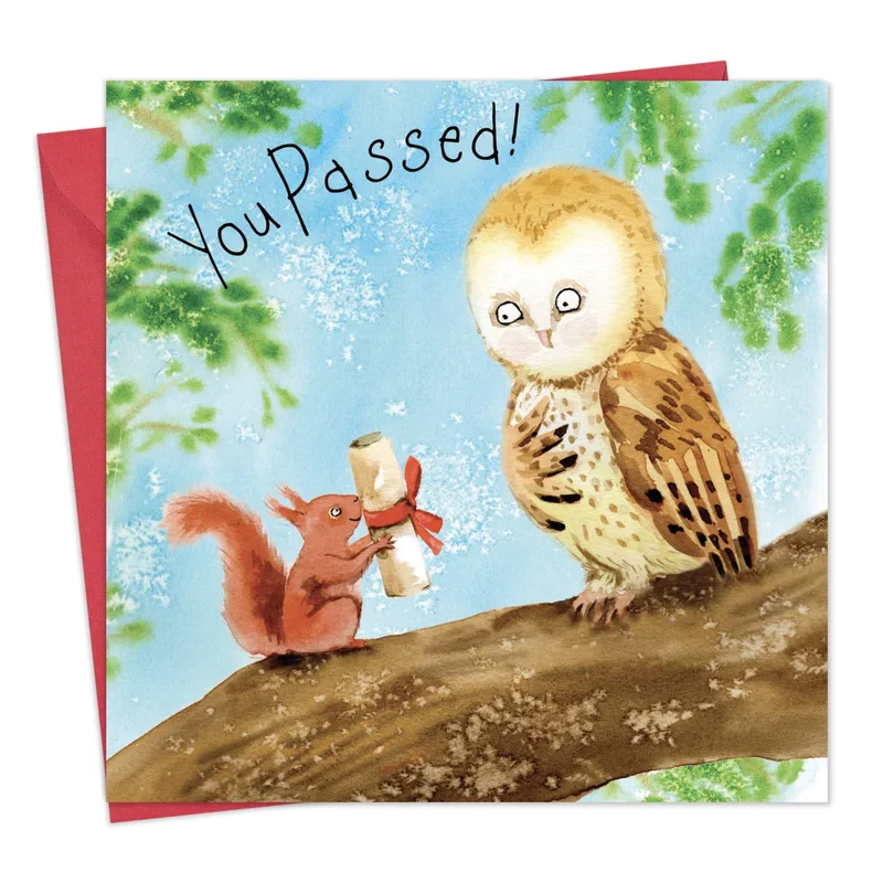 Owl Squirrel Forest Congratulations Card for Academic Success