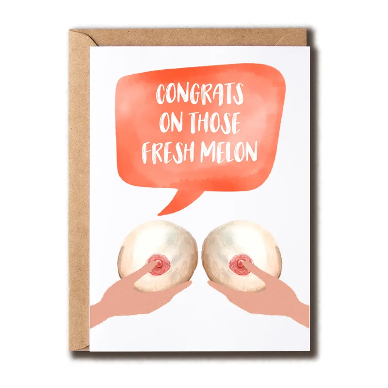 Melons Held Hands Congratulations Card – Greeting Card in natural