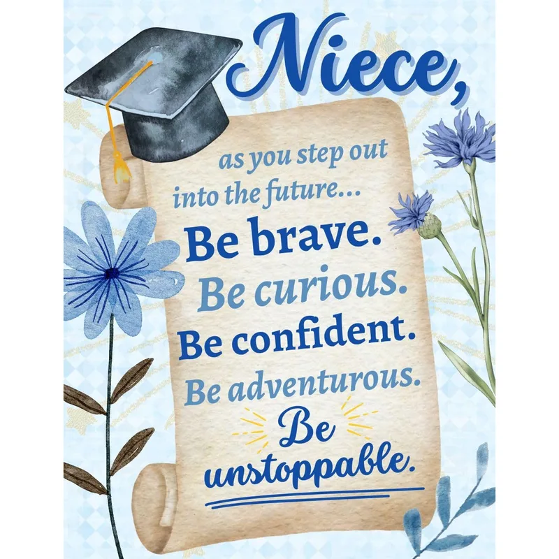 Flowers Scroll Banner Congratulations Card for Niece Graduation