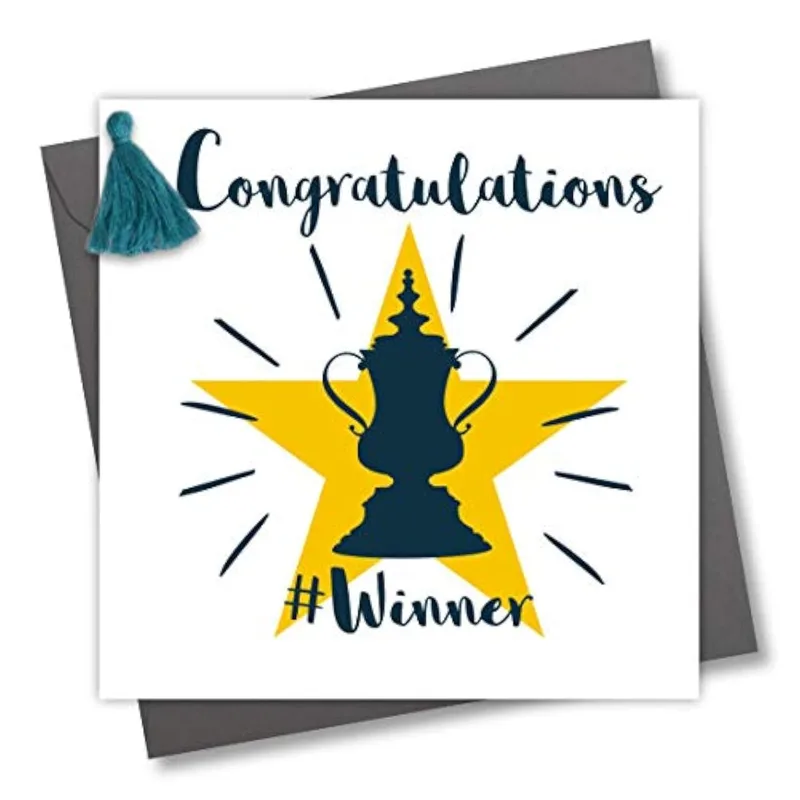 Gold Star Trophy Congratulations Card Celebrating Your Big Win