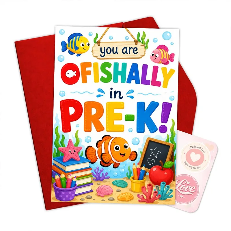Fish Ocean Scene Card: You Are Officially In Pre-K Greeting