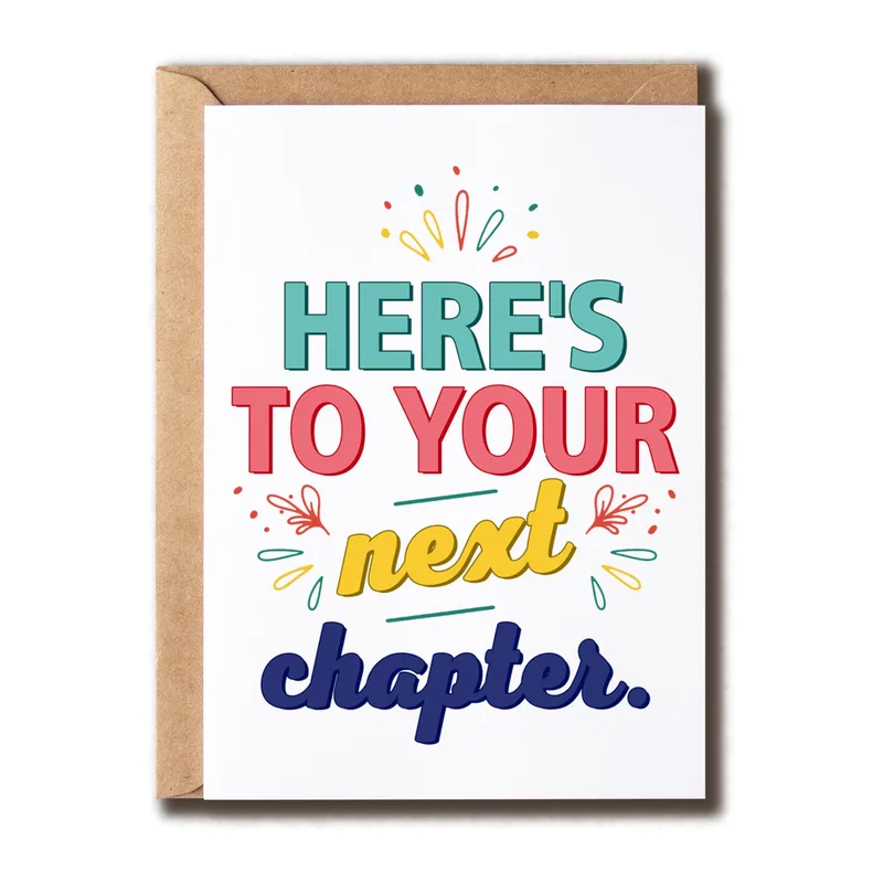 Colorful Bold Lettering Farewell Card for New Job Celebrations