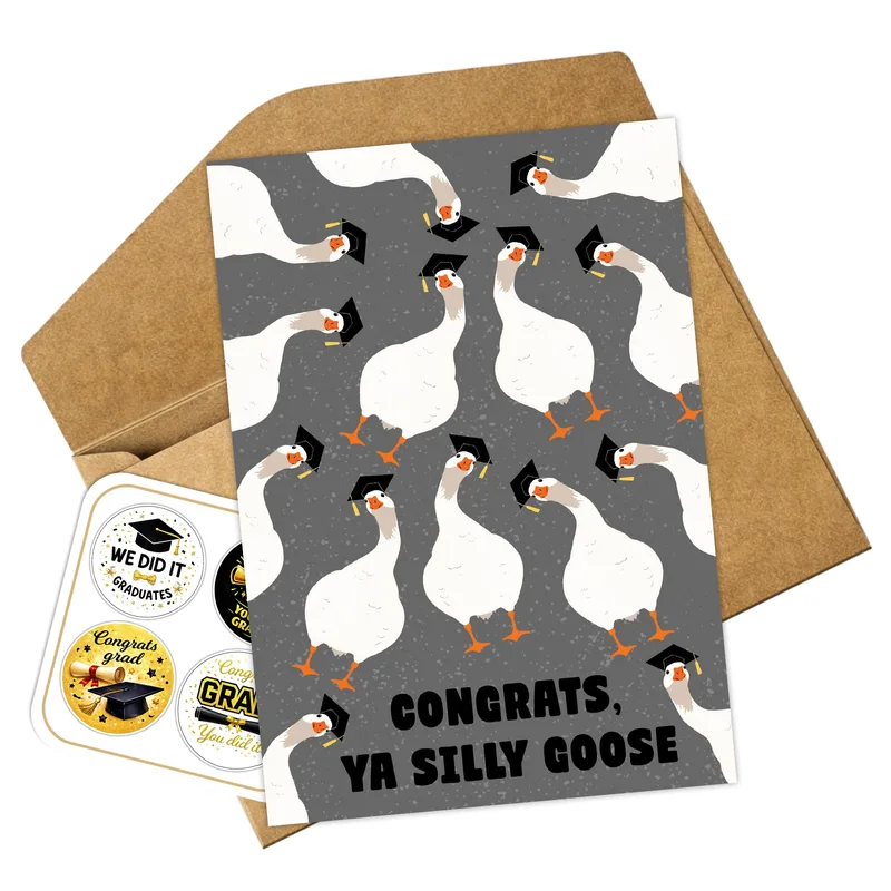Geese Grad Caps Congratulations Card for Funny Graduates