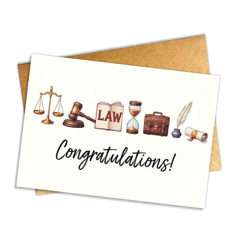 Law Themed Icons Congratulations Card for Legal Graduates