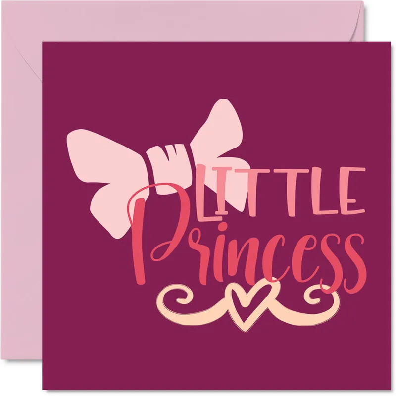 Pink Bow Magenta Card: Little Princess Greeting Design