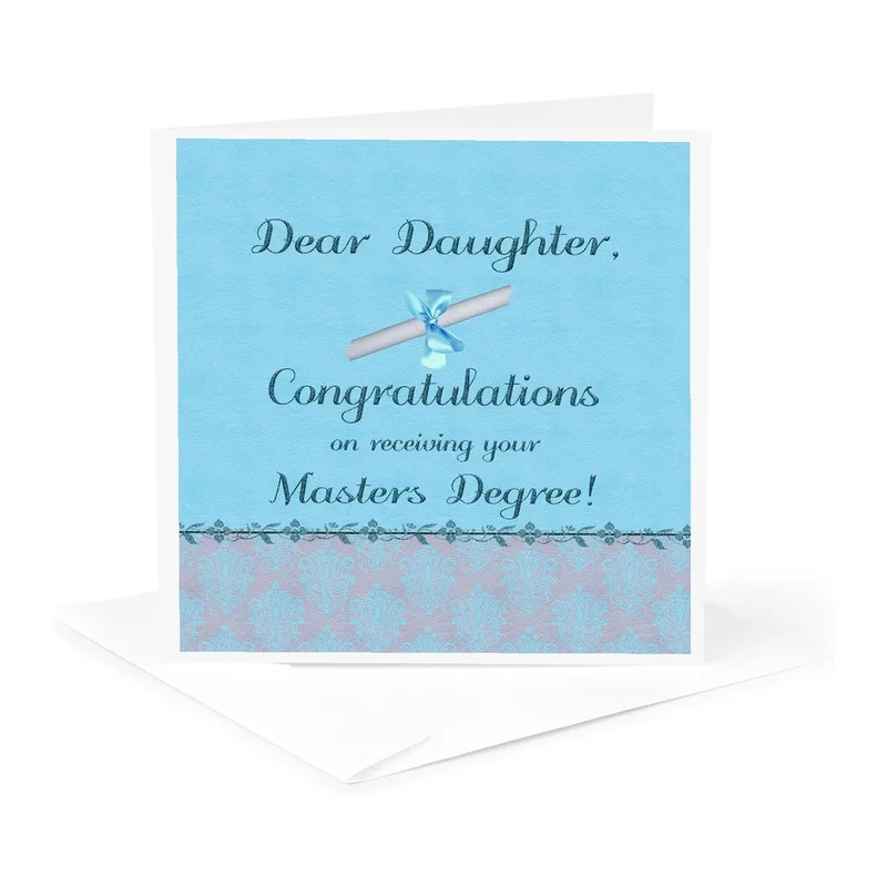 Blue Diploma Scroll Congratulations Card for a Masters Graduate